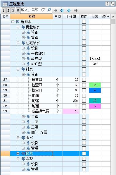 鹏业安装算量软件层次管理及汇总