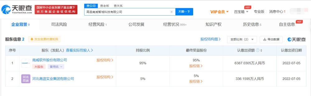 南威软件投资成立新公司，注册资本6723万