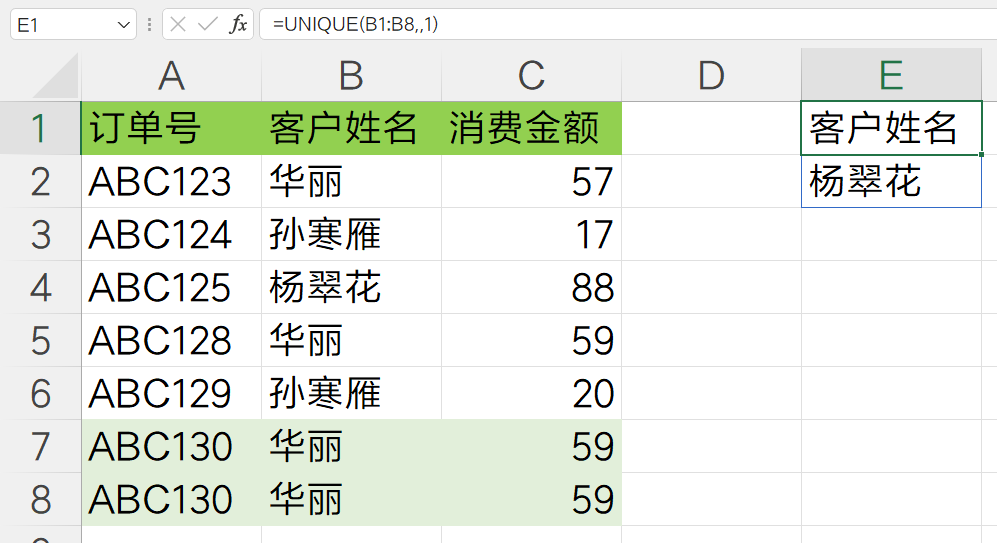 想要优雅的Excel数据去重，还得是unique函数