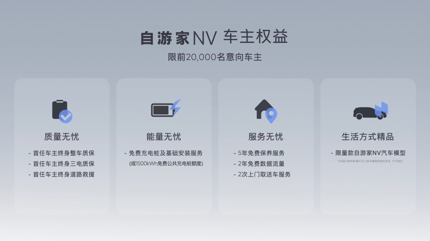 自游家NV正式上市，预计12月交付