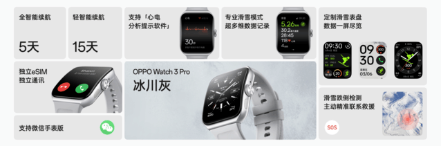 OPPO Watch 3 Pro 冰川灰配色发布 腕间便捷体验再度革新