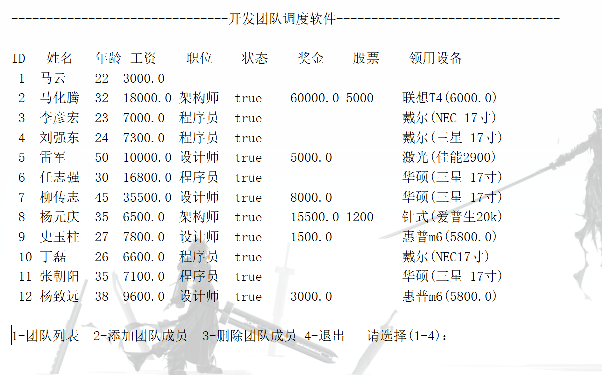 基于文本界面的《项目开发团队分配管理软件》