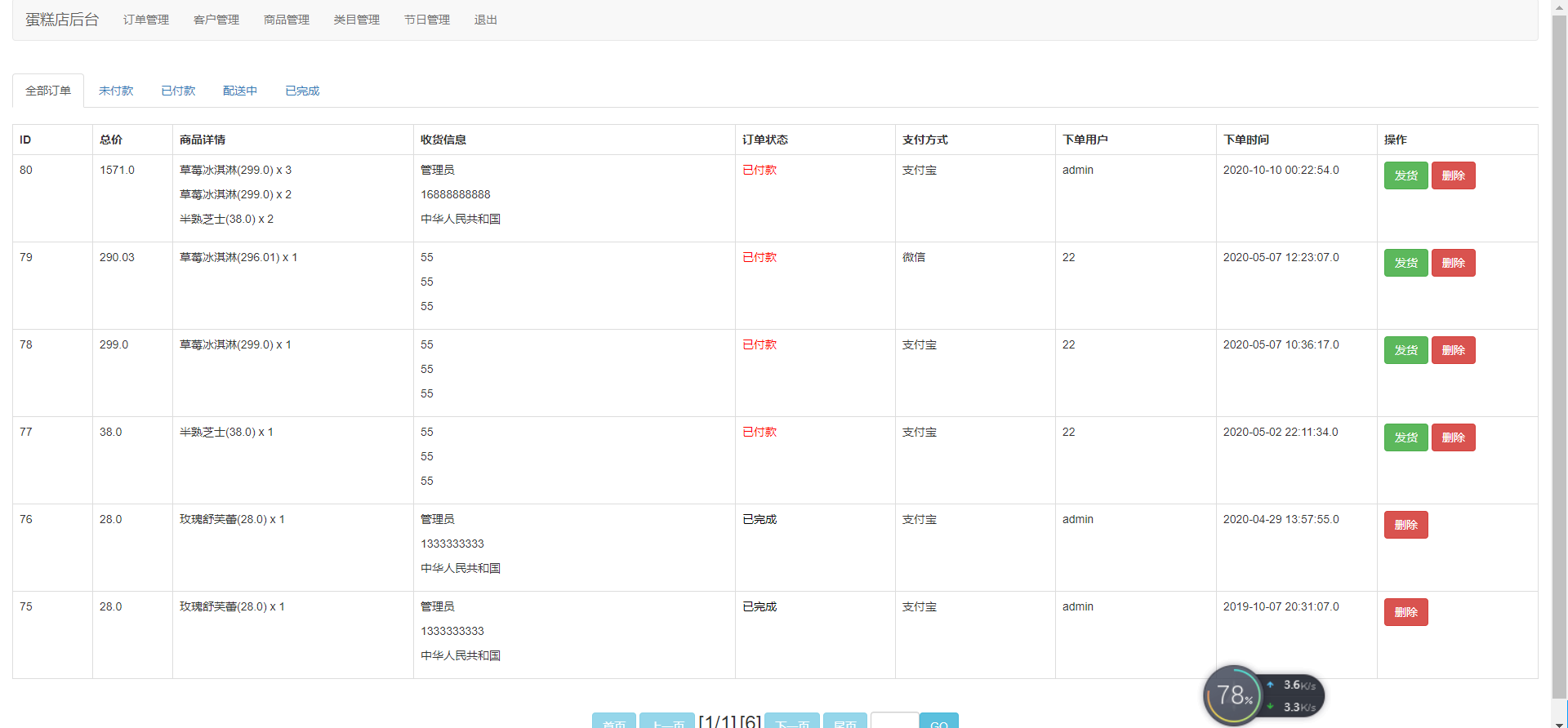 Java课程设计蛋糕商城系统【jsp+servlet+mysql】