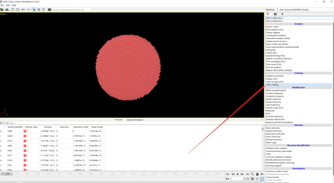 [lammps教程]OVITO绘制原子应力云图