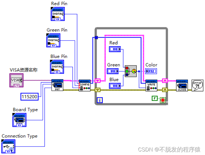 LabVIEW控制Arduino实现RGB调色灯（基础篇—6）