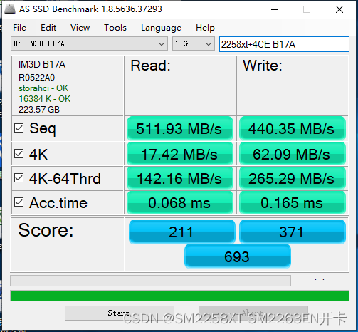 SM2258XT+B17A测试（焊接+开卡+测速+跑圈）