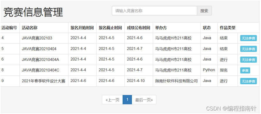 基于SSM实现学生竞赛管理系统