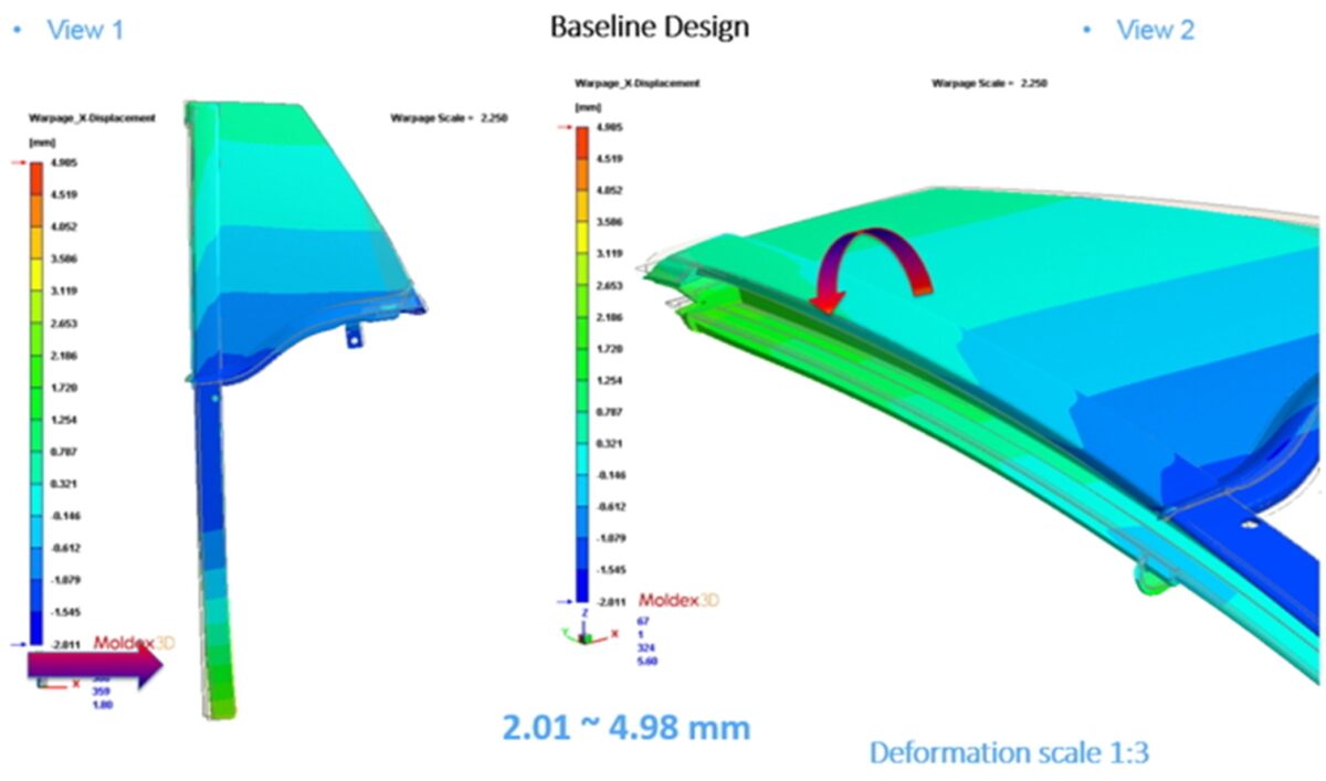 Moldex3D模流分析之DURA找到解决车窗玻璃滑道变形的好方法