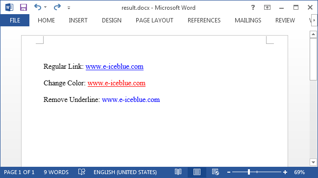 Word控件Spire.Doc 【超链接】教程(5)：使用 C# 更改颜色或从 Word 中的超链接中删除下划线
