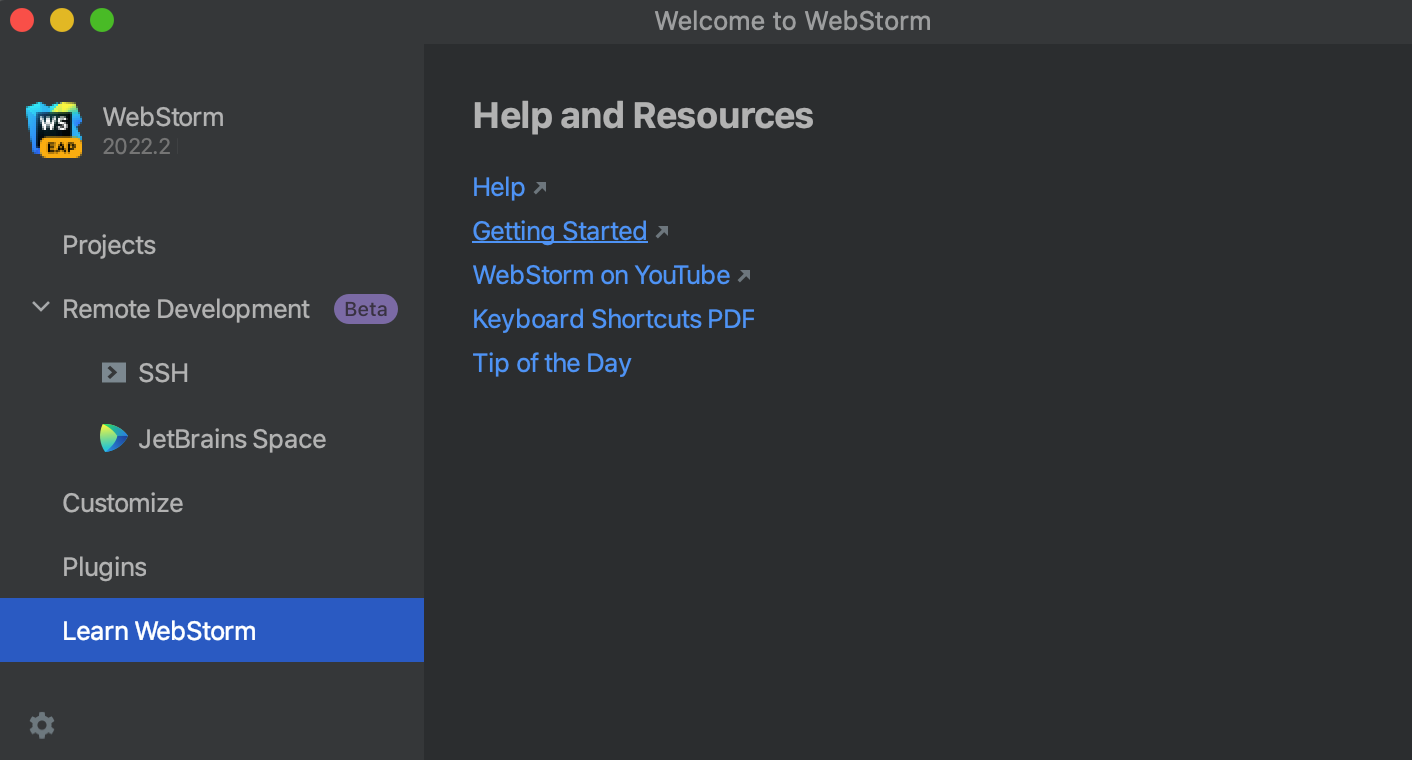 JavaScript开发工具WebStorm入门教程：第一次运行WebStorm