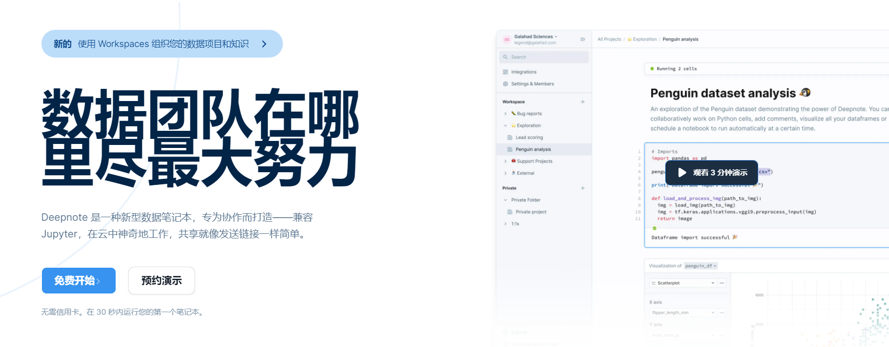 Deepnote的功能截图